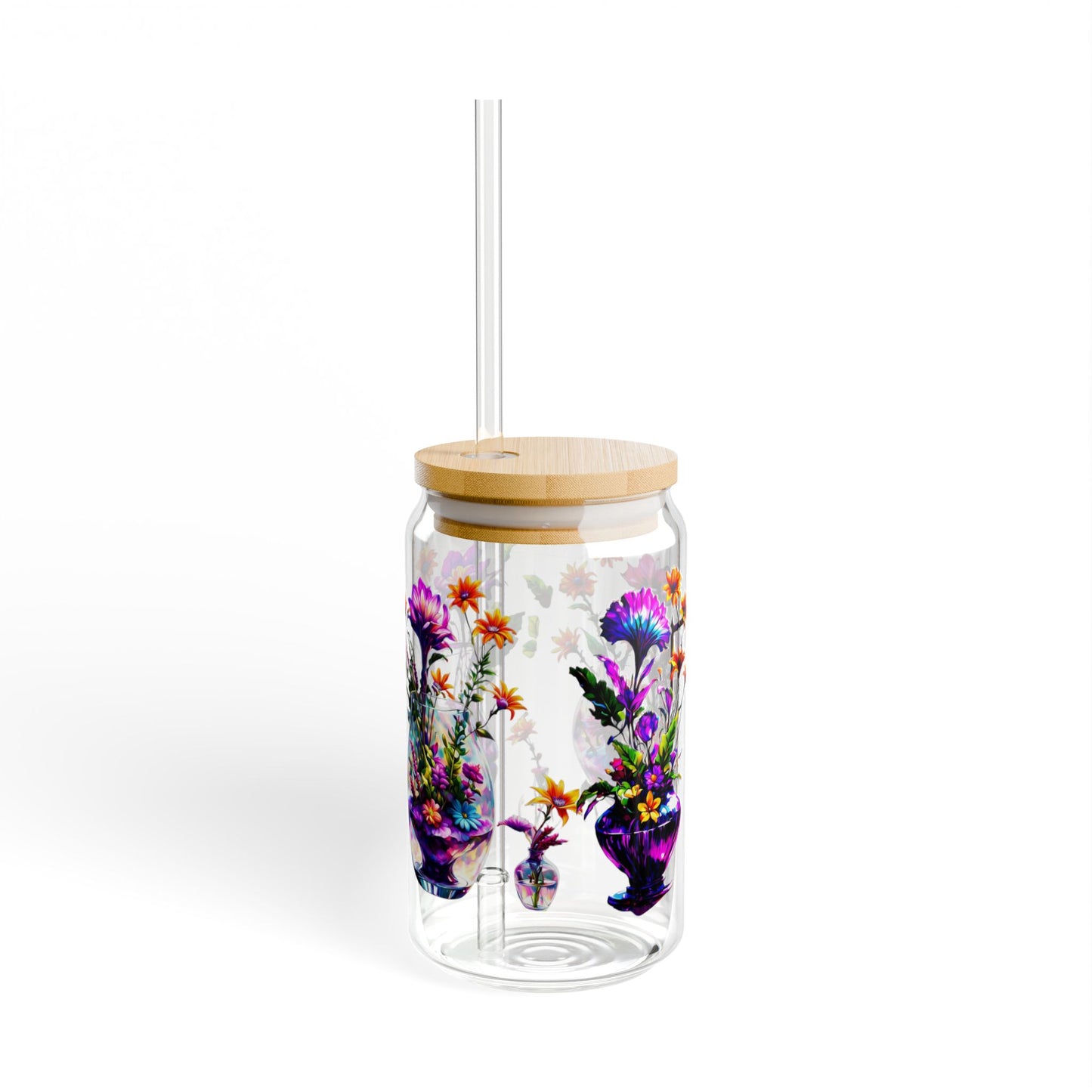 "Blooming Elegance" 16oz Glass Tumbler