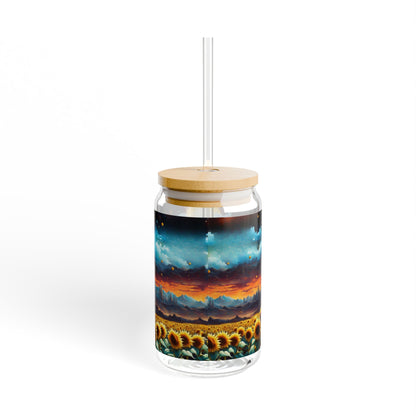 "Unearhly Sunflower Sunset" 16oz Glass Tumbler