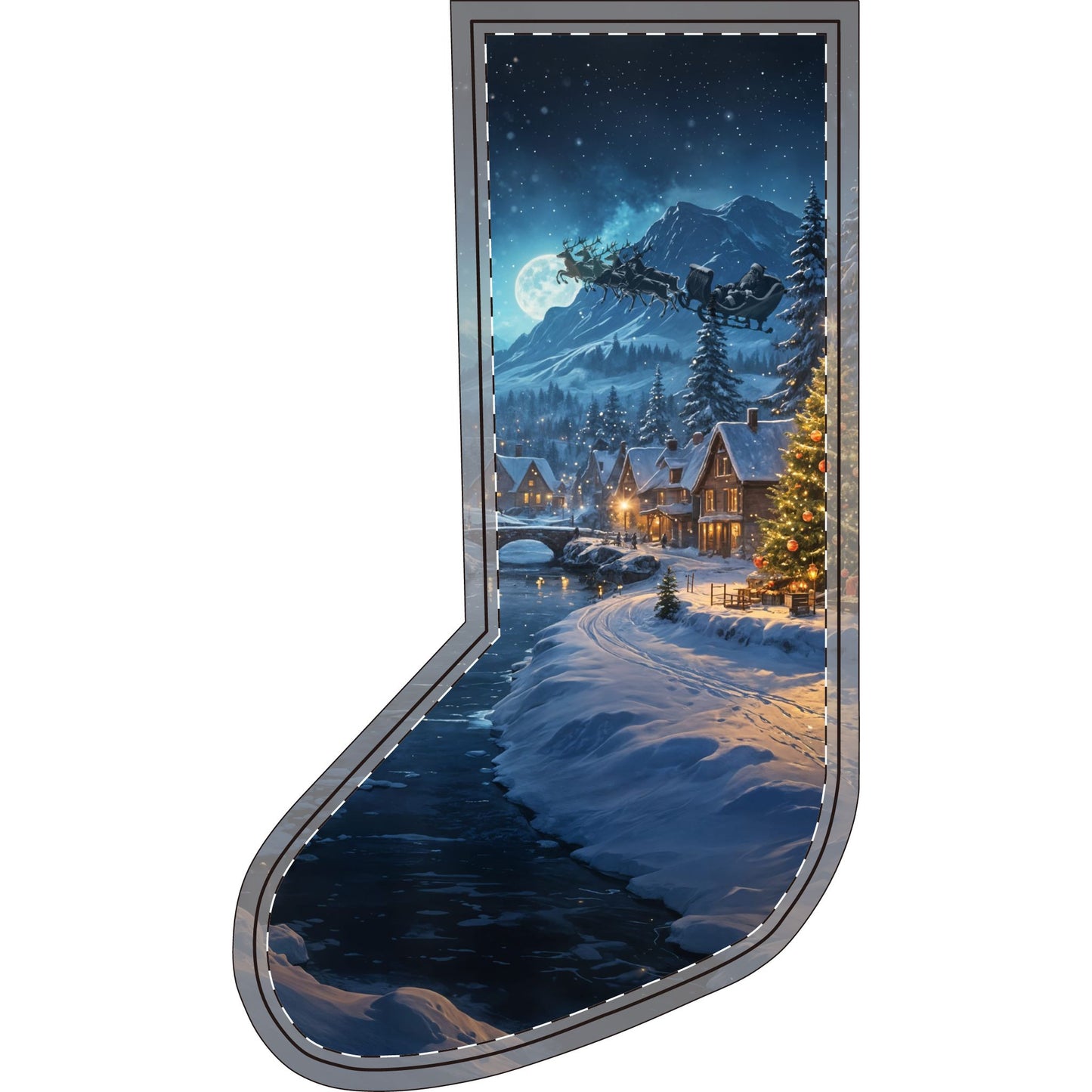 Silent Night Christmas Stocking (Flannel)