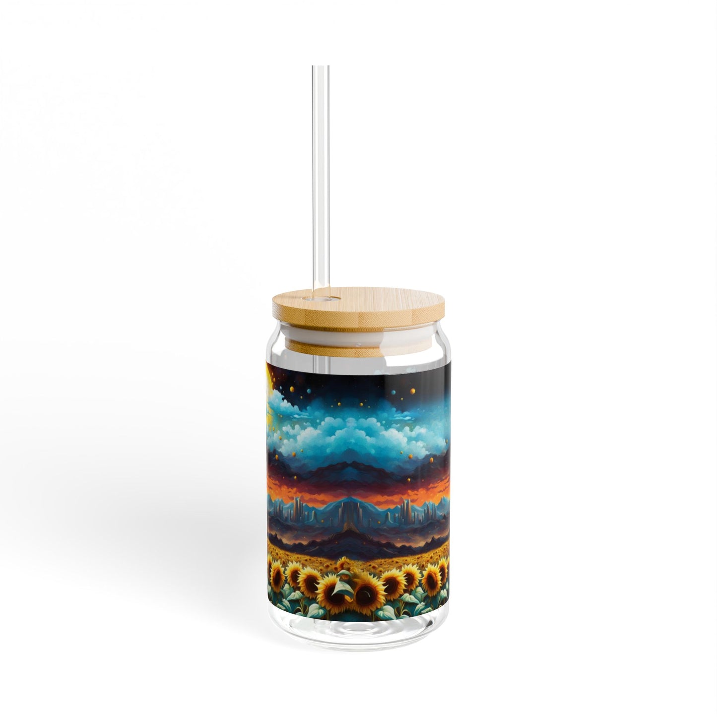 "Unearhly Sunflower Sunset" 16oz Glass Tumbler