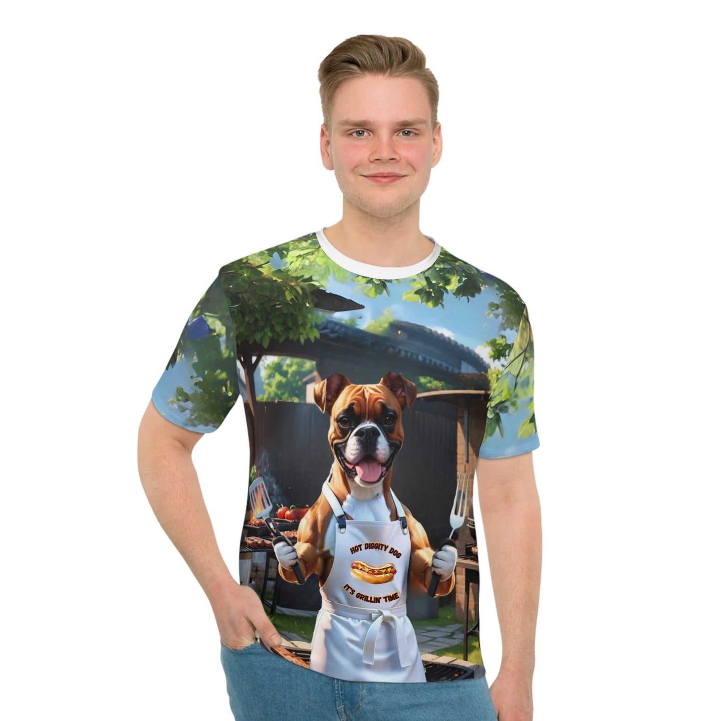 "Hot Diggity Dog" (AOP) T-Shirt