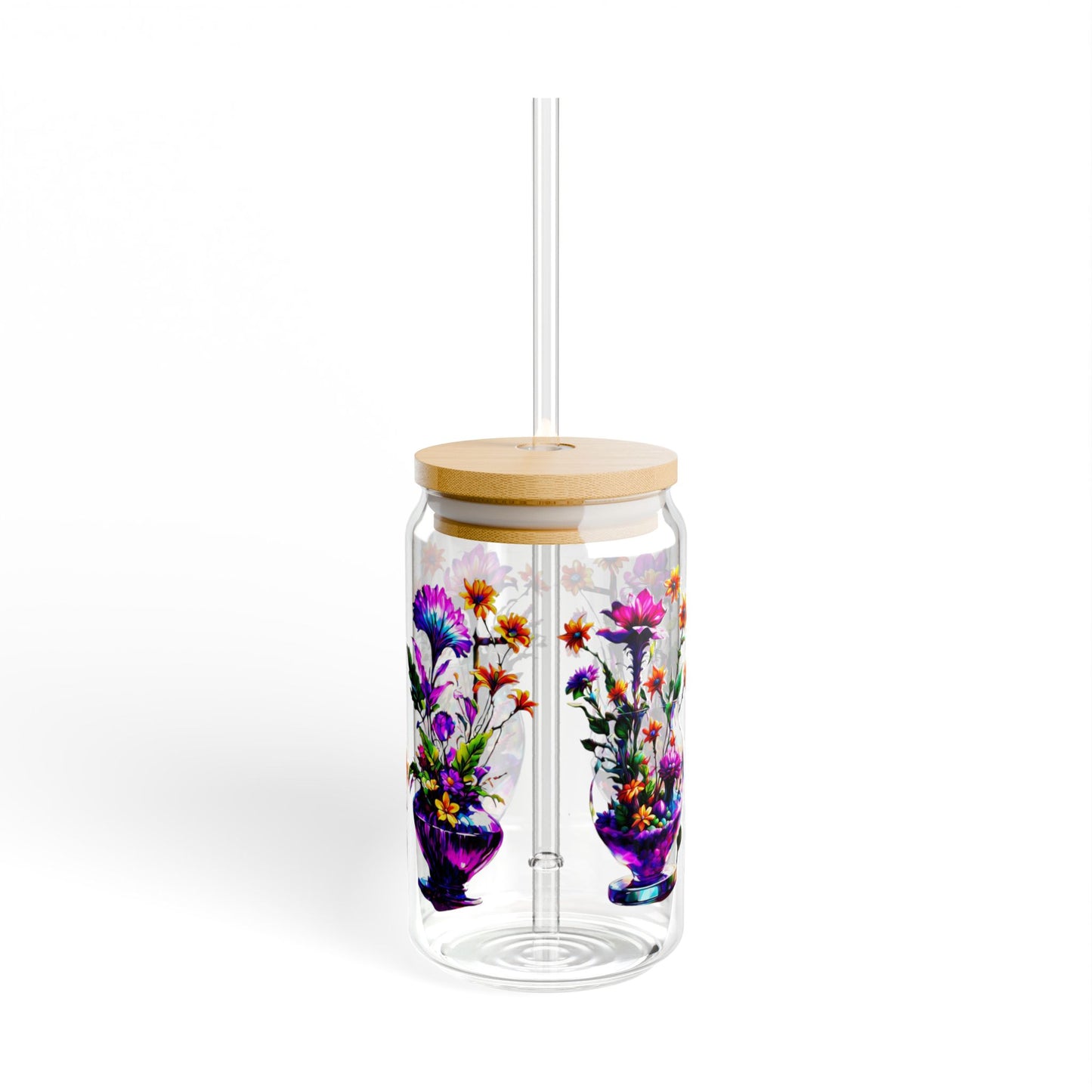 "Blooming Elegance" 16oz Glass Tumbler