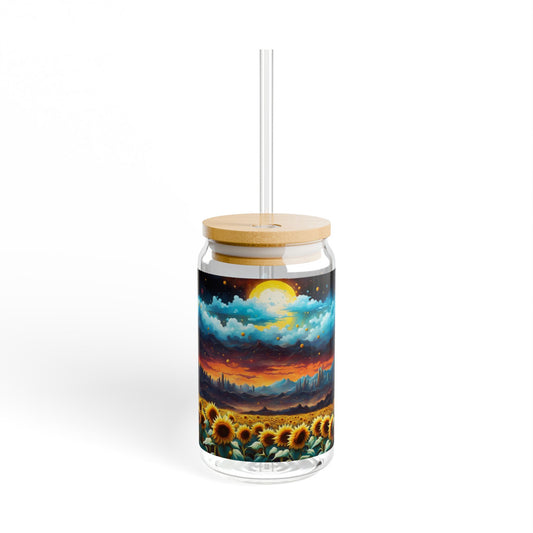 "Unearhly Sunflower Sunset" 16oz Glass Tumbler