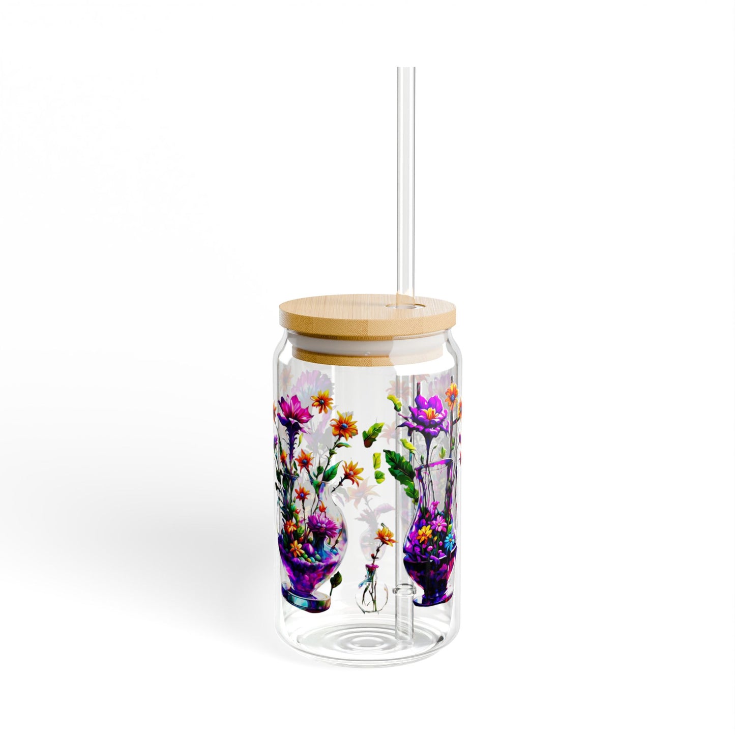 "Blooming Elegance" 16oz Glass Tumbler