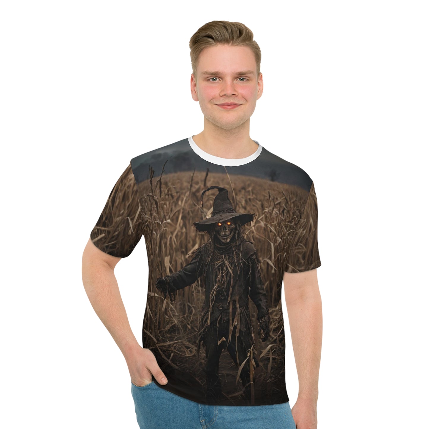 "The Haunted Scarecrow" (AOP) T-Shirt