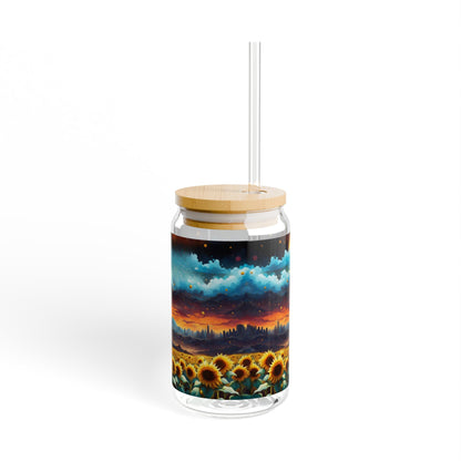 "Unearhly Sunflower Sunset" 16oz Glass Tumbler