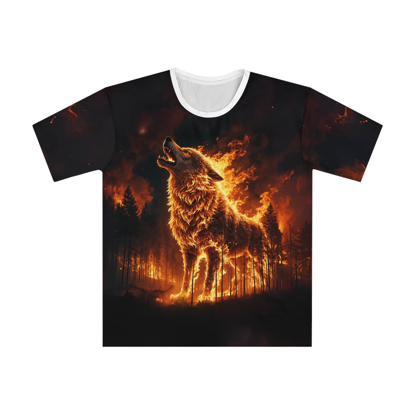 "Blazing Inferno Wolf Spirit" (AOP) T-Shirt